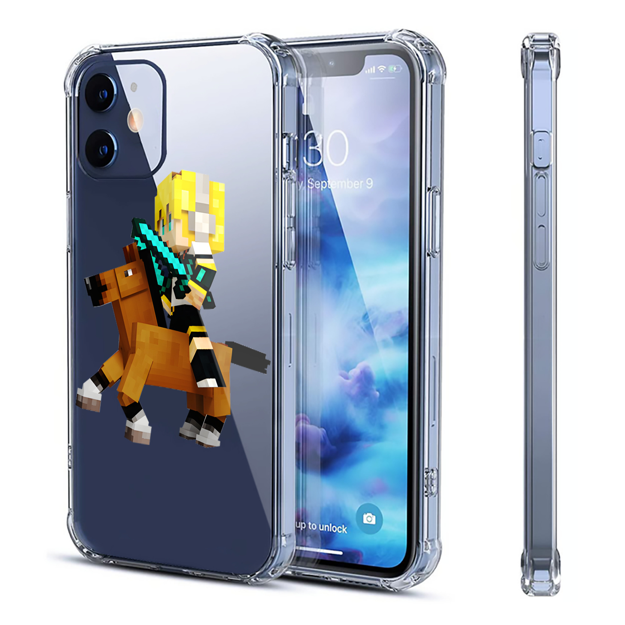 （画像用） マインクラフト ブロックの世界 Minecraft MC Block world 【iPhone 12シリーズ対応】透明スマホケース（クリアソフトケース）